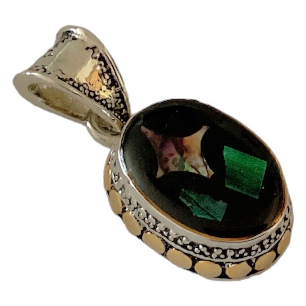 Gold & Silver  Pendant with  Glass Face